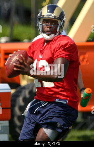 24. August 2010 statt - Earth City, Missouri, Vereinigte Staaten von Amerika - Saint Louis Rams Quarterback Thaddeus Lewis (#12) in St. Louis Rams am Nachmittag Trainingslager im Russell-Ausbildungszentrum in Earth City, Missouri. (Kredit-Bild: © Scott Kane/Southcreek Global/ZUMApress.com) Stockfoto