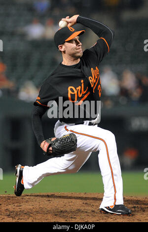 Sep 03, 2010 - Baltimore, Maryland, Vereinigte Staaten von Amerika - Baltimore Orioles Relief Pitcher Mark Hendrickson (27) macht einen Stellplatz im siebten Inning von Freitag Abend Spiel gegen die Tampa Bay Rays at Camden Yards in Baltimore, Maryland. Die Tampa Bay Rays besiegte der Baltimore Orioles 4-1. (Kredit-Bild: © Russell Tracy/Southcreek Global/ZUMApress.com) Stockfoto