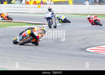 Sep 07, 2010 - Misano Adriatico, Italien - Dani Pedrosa auf Honda Repsol (SPA #26) führt das Rennen vor Jorge Lorenzo (SPA #99) auf Fiat Yamaha, Casey Stoner (AUS #27) auf Ducati und Valentino Rossi (ITA #46) zu Jahresbeginn den GP von San Marino in Misano Adriatico, Italien. (Kredit-Bild: © Andrea Ranalli/Southcreek Global/ZUMApress.com) Stockfoto