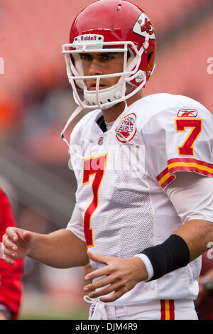 19. September 2010 - Cleveland, Ohio, Vereinigte Staaten von Amerika - Kansas City Chiefs Start Quarterback Matt Cassel (7) sich vor dem Spiel gegen die Cleveland Browns erwärmt spielte in Cleveland Browns Stadium in Cleveland Ohio (Credit-Bild: © Frank Jansky/Southcreek Global/ZUMApress.com) Stockfoto