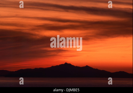 Sonnenuntergang, Gebirge, Uccellina Naturpark, Alberese, Grosseto, Toskana, Italien, Europa Stockfoto