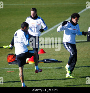 Madrid, Madrid, Spanien. 29. November 2013. (Von links nach rechts) Di Maria, Ballen und Pepe bei einer Trainingseinheit Real Madrid in Valdebebas Sportkomplex vor Liga match zwischen Real Madrid und Valladolid, am 29. November 2013 in Madrid, Spanien Kredit: Madridismo Sl/Madridismo/ZUMAPRESS.com/Alamy Live News Stockfoto