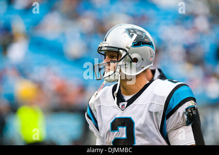 26. September 2010 - Charlotte, North Carolina, Vereinigte Staaten von Amerika - Carolina Panthers quarterback Jimmy Clausen (2) die Bengal schlagen die Panthers 20-7 bei Bank of America Stadium, Charlotte NC. (Kredit-Bild: © Mark Abbott/Southcreek Global/ZUMApress.com) Stockfoto