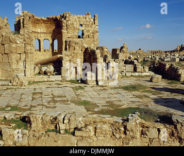 Syrien. Resafa. In römischer Zeit als Sergiopolis und kurz als Anastasiopolis wissen. Archäologische Stätte. Metropolitan-Kirche. 520. Stockfoto