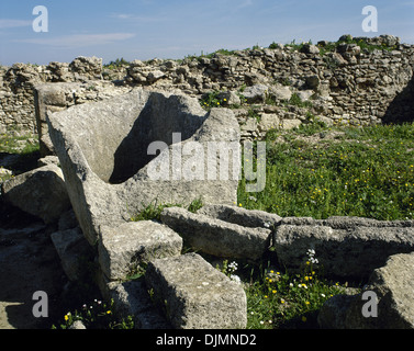 Syrien. Ugarit. Antike Hafenstadt an der Ras Shamra. Neolithische späten Bronzezeit. Acequia. Stockfoto