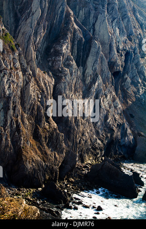 Nahaufnahme eines Abschnitts einer Klippe in der Nähe der Küste. Stockfoto