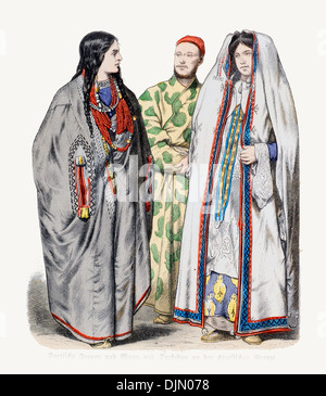 19. Jahrhundert XIX 1800 s Sartish Frauen und Mann aus Turkistan Stockfoto