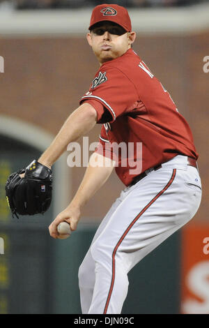 29. September 2010 Stellplätze - San Francisco, California, Vereinigte Staaten von Amerika - Arizona-Diamantmarkierungen Krug Ian Kennedy (31) auch in der Niederlage. Die San Francisco Giants besiegte den Arizona Diamondbacks 3-1. (Kredit-Bild: © Charles Herskowitz/Southcreek Global/ZUMApress.com) Stockfoto