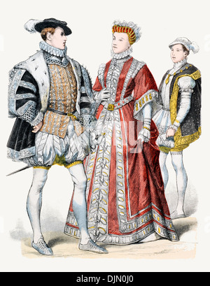 16. Jahrhundert XVI 1500er Jahren verließ Frankreich richtig Francis II, Elizabeth-Tochter von Heinrich II., Francis II. als Dauphin. Stockfoto