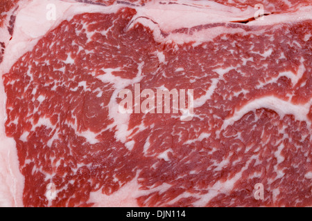 Ribeye Steak vom australischen Wagyu-Rinder, Nahaufnahme, die Marmorierung des Fettes zu zeigen Stockfoto