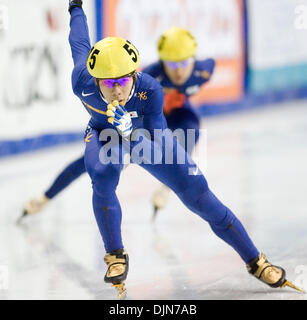 26. Oktober 2008 Skate - Vancouver, British Columbia, Kanada - Korea HO-SUK LEE auf Kurs gewann Gold im Männer 500 m Final Relais A des Samsung ISU World Cup der Eisschnelllauf im Pacific Coliseum in Vancouver, Britisch-Kolumbien. (Kredit-Bild: © Heinz Ruckemann/ZUMA Press) Stockfoto