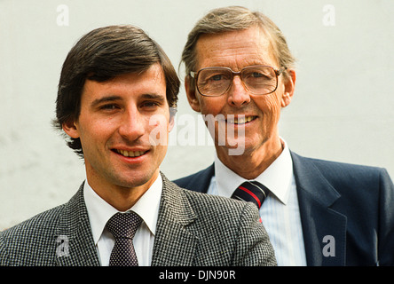 Sebastian Coe und seinem Vater und Trainer Peter Coe. 1983 Stockfoto