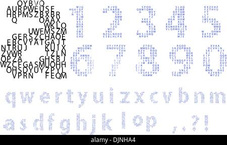Alphabet und Zahlen aus der Zeichen Stock Vektor