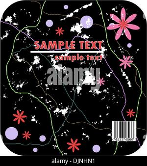 Floral Grunge Probe Textrahmen mit Linien im Hintergrund und barcode Stock Vektor