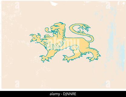 Löwen - Wappen-Symbol auf dem Grunge Hintergrund. Vektor-Illustration. Stock Vektor