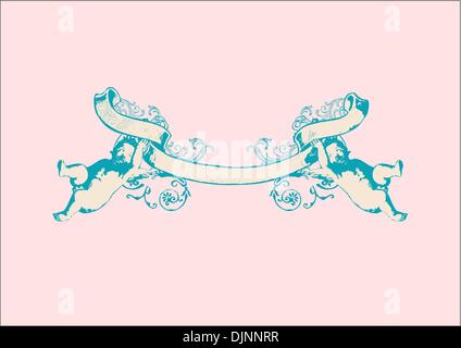 Banner mit zwei Herubs. Kann verwendet als Hochzeitseinladung, Liebesbrief, Postkarte zum Valentinstag Stock Vektor