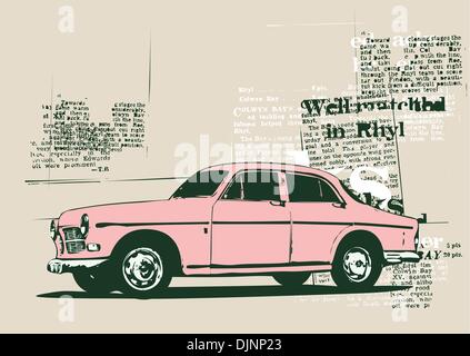 Vektor-Illustration der alten Vintage benutzerdefinierte Liebhaberfahrzeug Stock Vektor