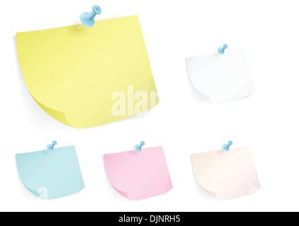 Vektor-Illustration von Post-It Zettel mit Push Pin Stapel, bereit, Ihre Nachrichten drauf Stock Vektor