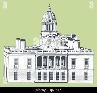 Vektor-Illustration von Greenwich national maritime Museum – Queen es house Stock Vektor