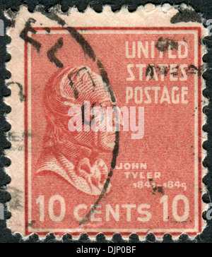 USA - ca. 1938: Briefmarken gedruckt in USA, 10. Präsident der Vereinigten Staaten, John Tyler, ca. 1938 zeigt Stockfoto