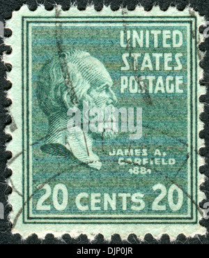 USA - ca. 1938: Briefmarken gedruckt in den USA, zeigt 20. Präsident der Vereinigten Staaten, James Abram Garfield, ca. 1938 Stockfoto