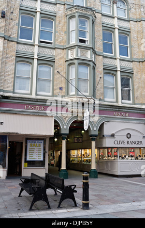 Eintritt in die Burg Arcade auf St Marys Straße in Cardiff Stockfoto