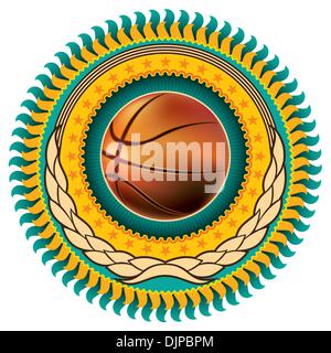 Illustrierte Basketball bunten Emblem mit Retro-Elementen Stock Vektor