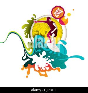 Moderne Sommer Banner mit surfer Stock Vektor