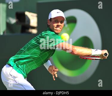 1. April 2010 - Key Biscayne, Florida, USA - THOMAS BERDYCH in Aktion gegen Fernando Verdasco während zehn Aktionstag der Sony Ericsson Open 2010 im Crandon Park Tennis Center. Berdych gewann 4-6, 7-6 (5), 6: 4 (Credit-Bild: © Gaston De Cardenas/ZUMA drücken) Stockfoto