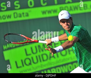 1. April 2010 - Key Biscayne, Florida, USA - THOMAS BERDYCH in Aktion gegen Fernando Verdasco während zehn Aktionstag der Sony Ericsson Open 2010 im Crandon Park Tennis Center. Berdych gewann 4-6, 7-6 (5), 6: 4 (Credit-Bild: © Gaston De Cardenas/ZUMA drücken) Stockfoto