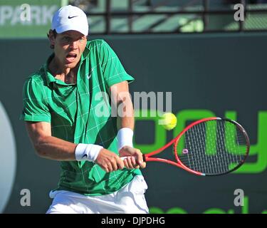 1. April 2010 - Key Biscayne, Florida, USA - THOMAS BERDYCH in Aktion gegen Fernando Verdasco während zehn Aktionstag der Sony Ericsson Open 2010 im Crandon Park Tennis Center. Berdych gewann 4-6, 7-6 (5), 6: 4 (Credit-Bild: © Gaston De Cardenas/ZUMA drücken) Stockfoto