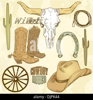 Wilden Westen Westen Set Stock Vektor