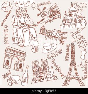 Einkaufen in Paris doodles Stock Vektor