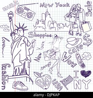 Einkaufen in New York doodles Stock Vektor