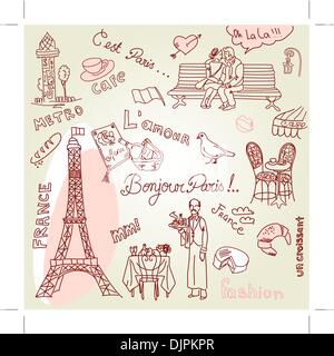 Paris-doodles Stock Vektor