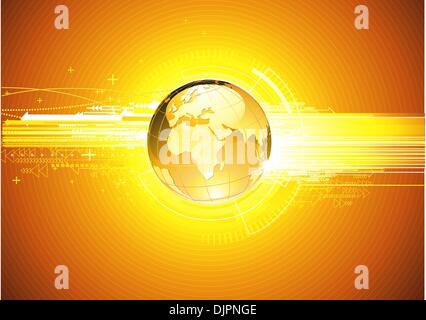 Vektor-Illustration von abstrakten Hi-Tech-Hintergrund mit glänzenden Erdkugel Stock Vektor