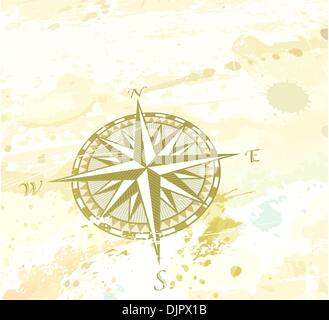 Vektor-Illustration von Vintage Grunge Hintergrund mit Retro-Kompass Windrose. Ideal für jede "Richtung", die Sie gehen wollen... Stock Vektor