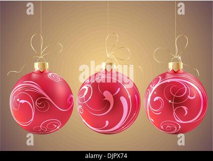 Vektor-Illustration von Weihnachten Hintergrund mit roten Glaskugeln Stock Vektor
