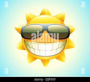 Vektor-Illustration der coole Cartoon glücklich Sommersonne in Sonnenbrillen Stock Vektor