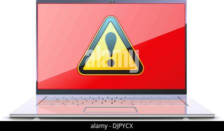 Vektor-Illustration von modernen Laptop mit Ausrufezeichen auf dem display Stock Vektor