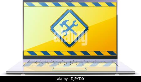 Vektor-Illustration von modernen Laptop mit unter Bauschild auf dem display Stock Vektor