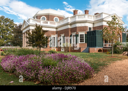 Monticello Plantage und Weltkulturerbe, Heimat von Thomas Jefferson, dem dritten Präsidenten der Vereinigten Staaten, in Charlottesville, Virginia. Stockfoto