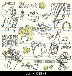 St. Patricks Day doodles - Vintage-Stil Stock Vektor