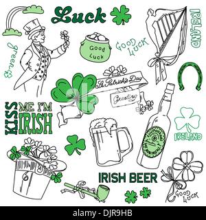 St. Patricks Day doodles - Vintage-Stil Stock Vektor