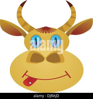 Kopf der Kuh mit piercing in Sprache Stock Vektor