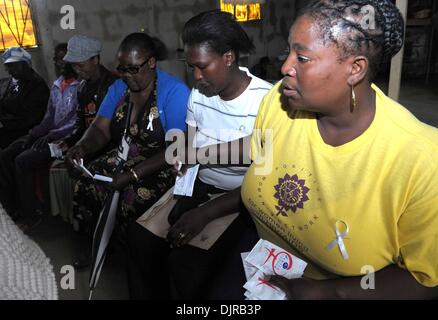 Johannesburg, Südafrika. 29. November 2013. Positive Frauen Mitglieder des Netzwerks arbeiten während einer AIDS-Prävention-Förderung-Aktivität in Zamukhanyu Dorf Daveyton Stadt in dem Vorort von Johannesburg, Südafrika, 29. November 2013. Die neuesten Statistiken zeigten, dass HIV-Infektionen unter Jugendlichen in Südafrika gesunken. © Li Qihua/Xinhua/Alamy Live-Nachrichten Stockfoto