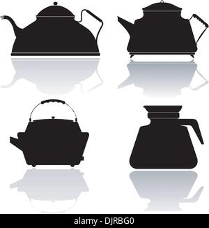 Satz von Vector Silhouetten von Teekannen Stock Vektor