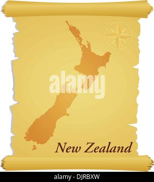 Vektor-Pergament mit Silhouette von Neuseeland Stock Vektor