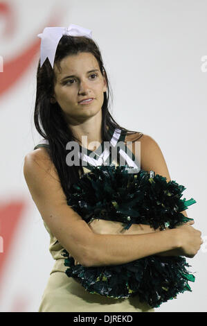 17. April 2010 - Tampa, Florida, USA - 17. April 2010: A USF Cheerleader genießt das Spiel. Team Süd-Florida besiegte Team Bulls 52-31 als USF ihre Frühling Fußballspiel im Raymond James Stadium in Tampa, Florida gespielt (Credit-Bild: © Margaret Bowles/Southcreek Global/ZUMApress.com) Stockfoto