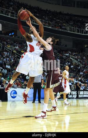 18. März 2010 - San Jose, Kalifornien, USA - 18. März 2010: während der Öffnungszeiten Runde spielen im Osten zwischen New Mexico Lobos und die Montana Grizzlies im HP Pavilion in San Jose, Kalifornien.  New Mexico erweiterte mit einem 62-57-Sieg. (Kredit-Bild: © Matt Cohen/Southcreek Global/ZUMApress.com) Stockfoto